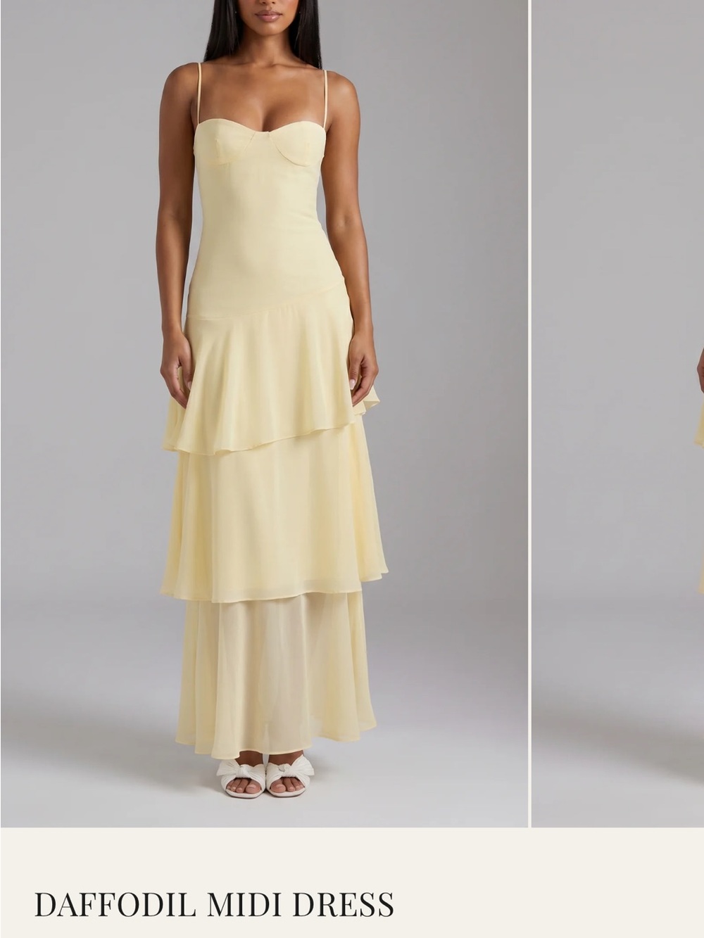 Daffodil Midi Dress - Pale Yellow Tiered Slip Dress